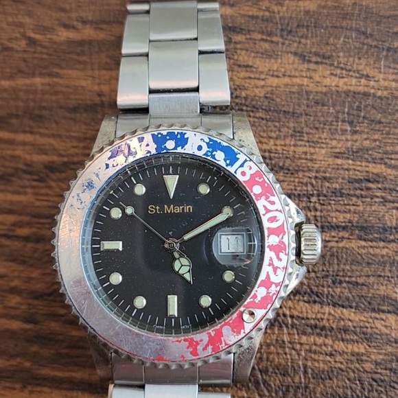 St. Marin Stainless Steel Men’s Watch – Pepsi Bezel Diver Look